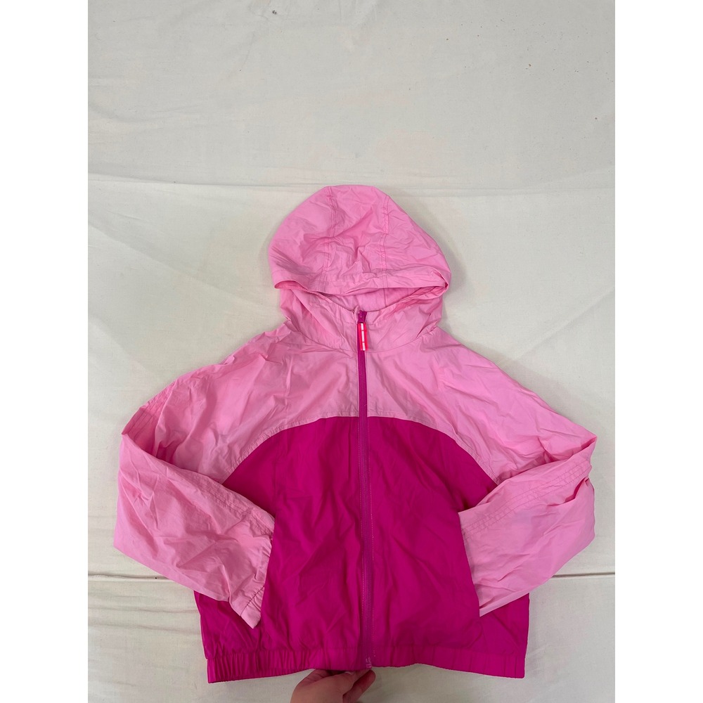 Cat & Jack Girls Pink Colorblock Hooded Windbreaker Jacket Size M 8